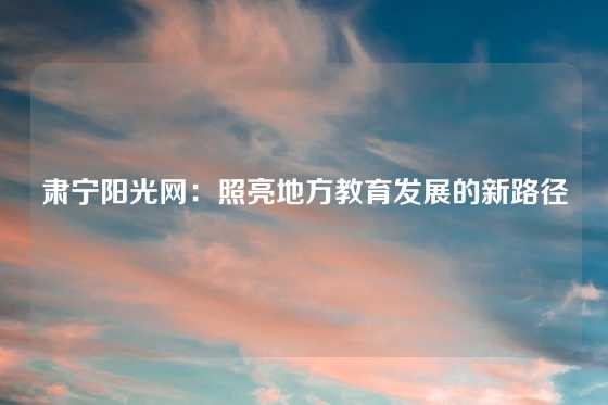 肃宁阳光网：照亮地方教育发展的新路径