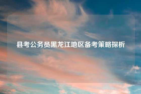 县考公务员黑龙江地区备考策略探析