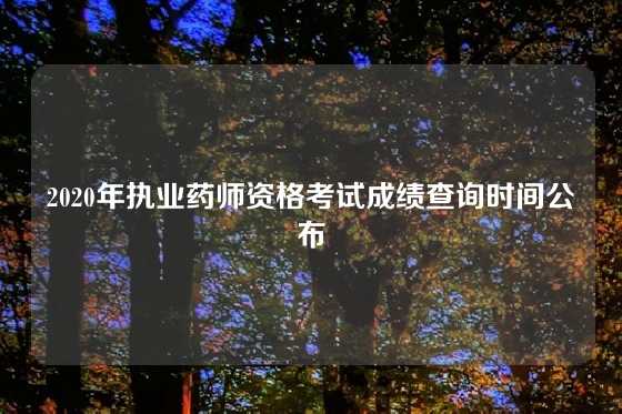 2020年执业药师资格考试成绩查询时间公布