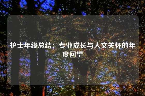 护士年终总结：专业成长与人文关怀的年度回望