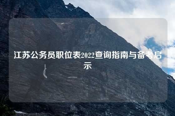 江苏公务员职位表2022查询指南与备考启示