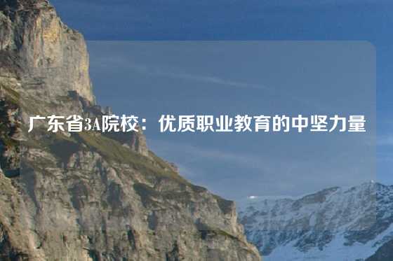 广东省3A院校：优质职业教育的中坚力量