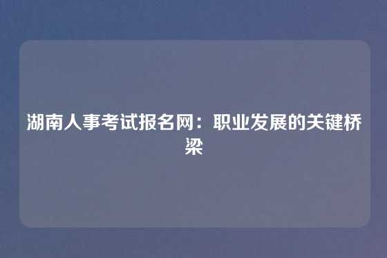 湖南人事考试报名网：职业发展的关键桥梁
