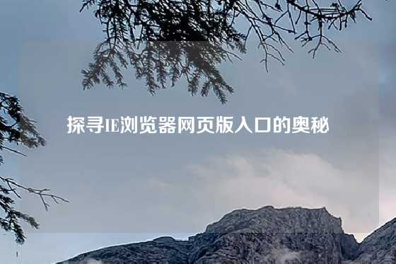 探寻IE浏览器网页版入口的奥秘