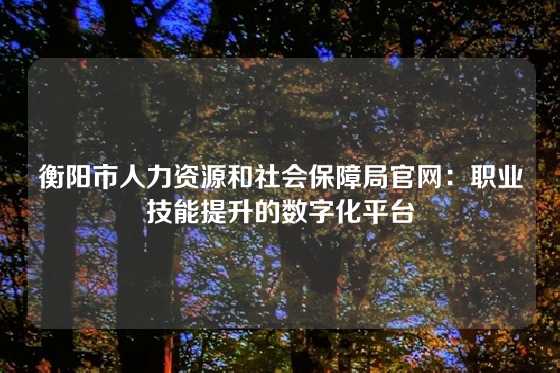 衡阳市人力资源和社会保障局官网：职业技能提升的数字化平台