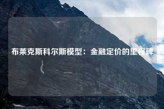 布莱克斯科尔斯模型：金融定价的里程碑