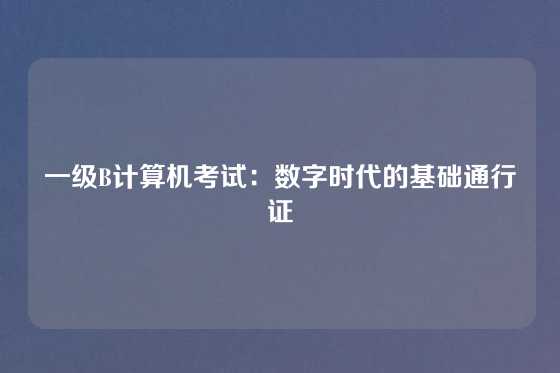 一级B计算机考试：数字时代的基础通行证