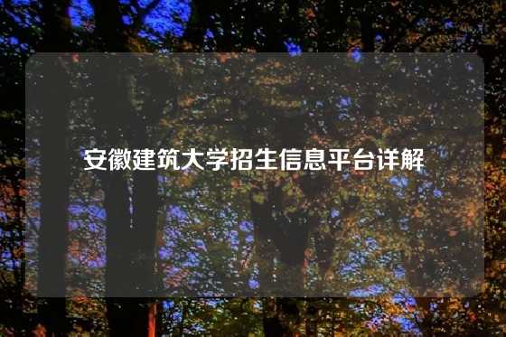安徽建筑大学招生信息平台详解