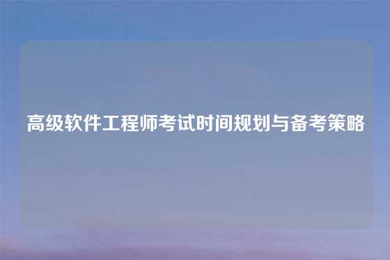 高级软件工程师考试时间规划与备考策略