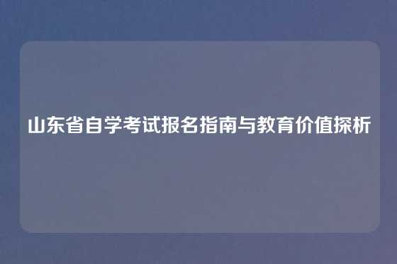 山东省自学考试报名指南与教育价值探析