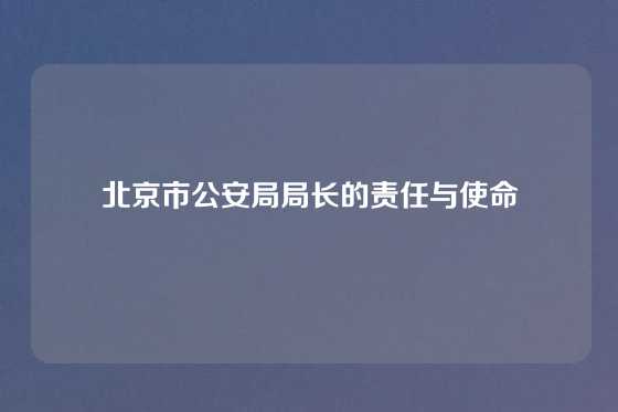 北京市公安局局长的责任与使命